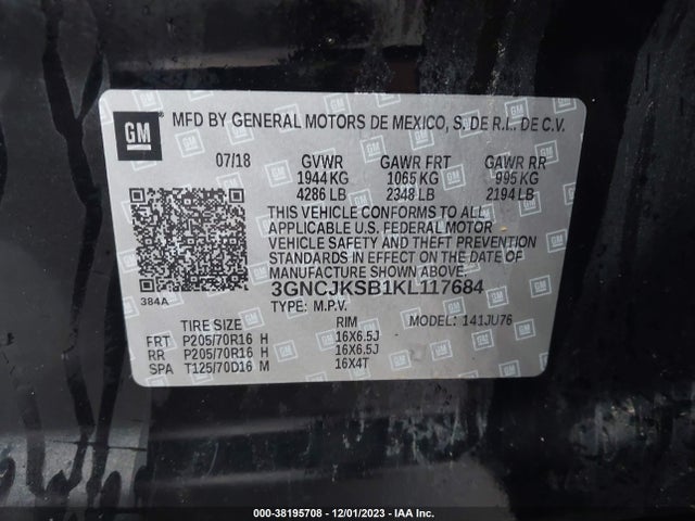 Chevrolet TRAX LS 2019 3GNCJKSB1KL117684 Image 9