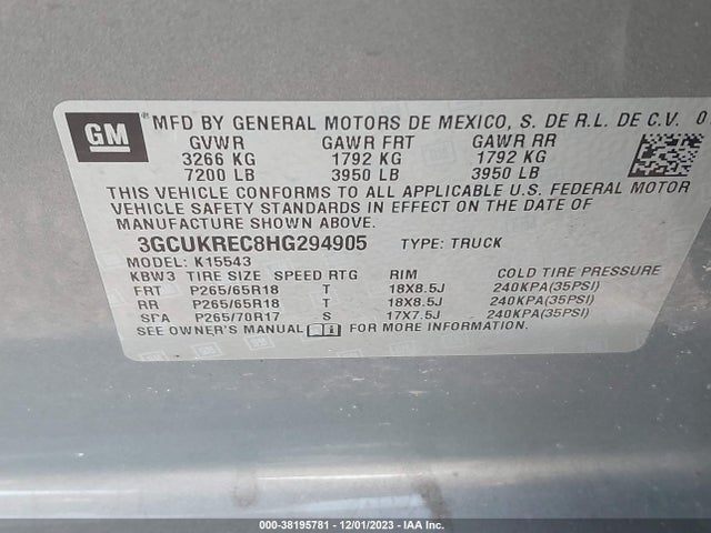 Chevrolet Silverado 1500 2lt 2017 3GCUKREC8HG294905 Image 9