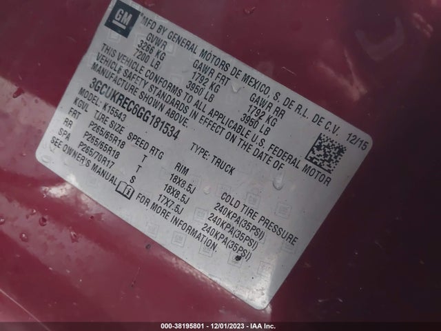 Chevrolet Silverado 1500 2lt 2016 3GCUKREC6GG181534 Image 9
