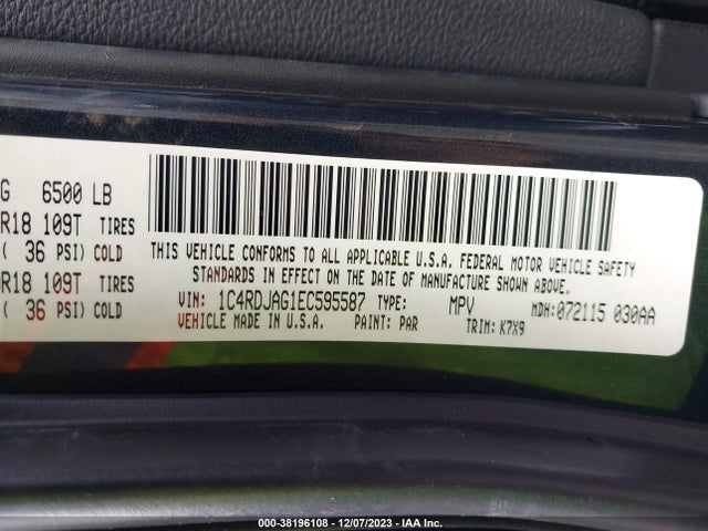 Dodge Durango Sxt 2014 1C4RDJAG1EC595587 Image 9