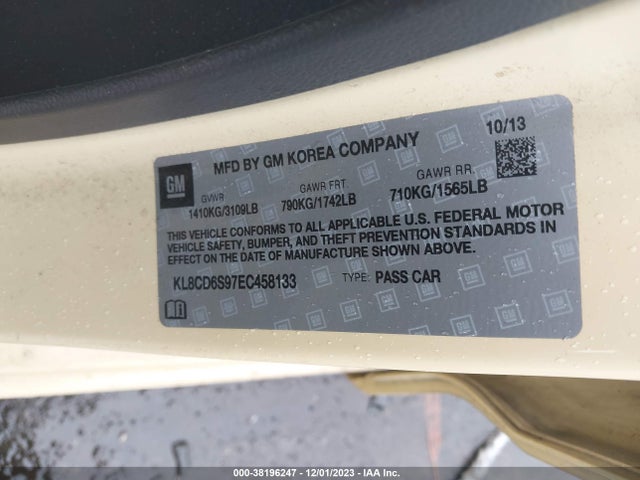 Chevrolet Spark 1lt Auto 2014 KL8CD6S97EC458133 Image 9
