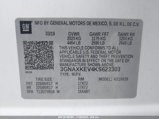 Chevrolet EQUINOX LT 2019 3GNAXKEV4KS623303 Image 9