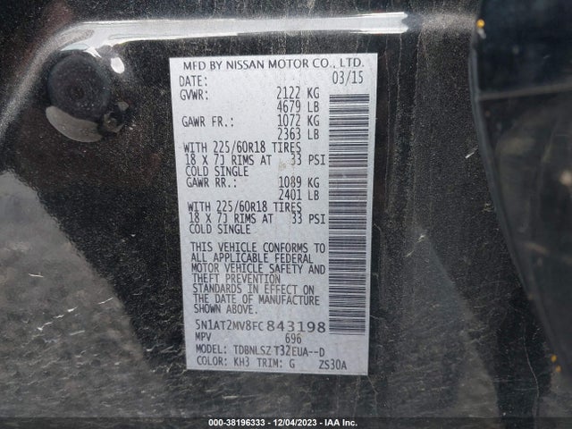 Nissan Rogue Sl 2015 5N1AT2MV8FC843198 Image 9
