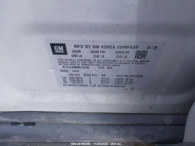 Chevrolet Trax Fwd Lt 2021 KL7CJLSB8MB315498 Image 9