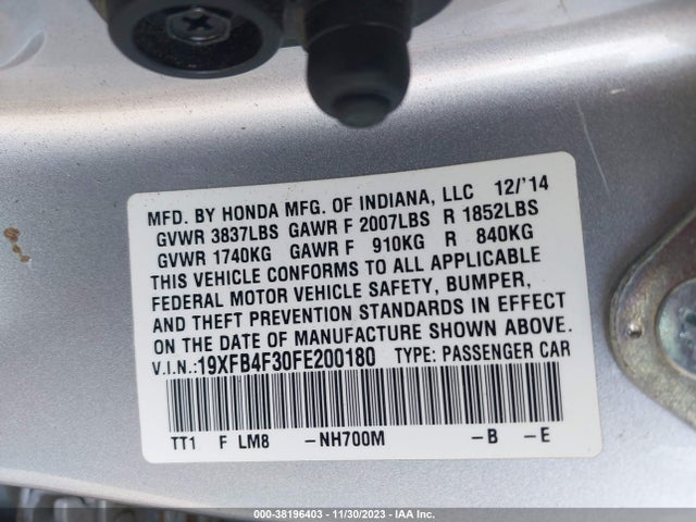 Honda CIVIC HYBRID 2015 19XFB4F30FE200180 Image 9