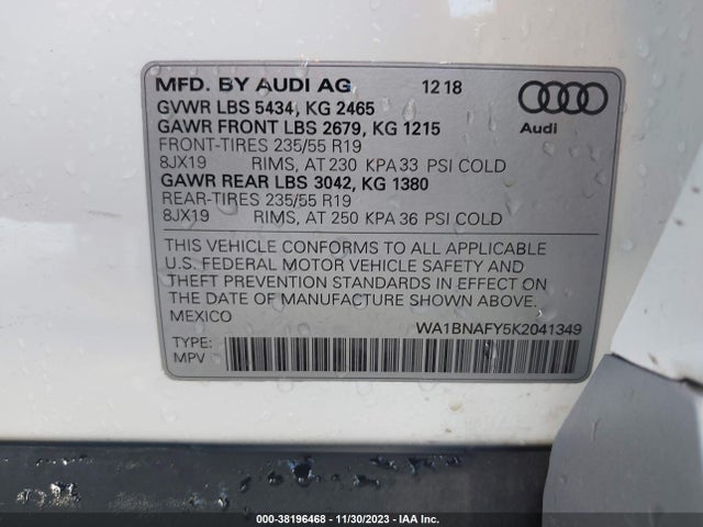 WA1BNAFY5K2041349 Audi Q5 45 Premium