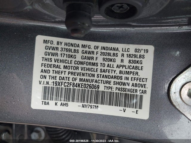Honda Civic Sport 2019 19XFC2F84KE026069 Image 9