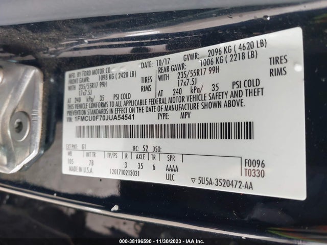 Ford ESCAPE S 2018 1FMCU0F70JUA54541 Image 9