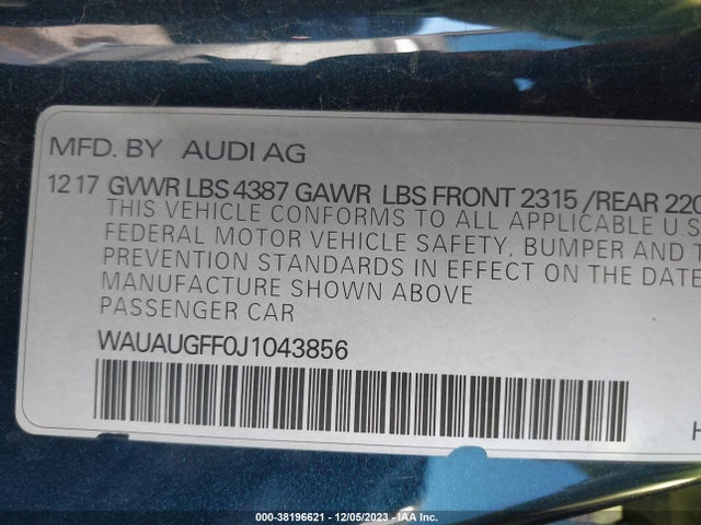 Audi A3 2.0t Tech Premium 2018 WAUAUGFF0J1043856 Image 9
