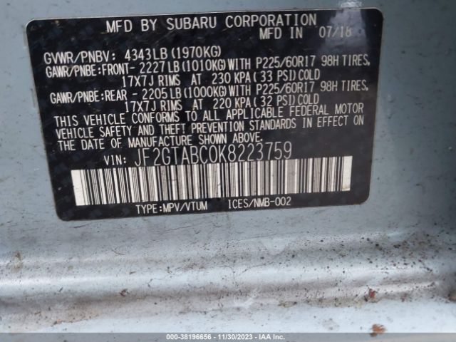 JF2GTABC0K8223759 Subaru Crosstrek 2.0i