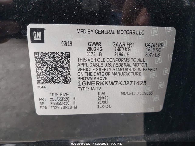 Chevrolet Traverse Premier 2019 1GNERKKW7KJ271425 Image 9
