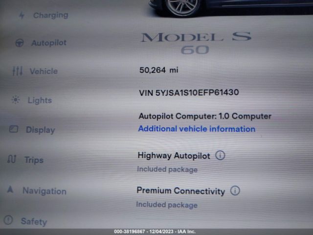 2014 TESLA MODEL S 5YJSA1S10EFP61430 Photo 6