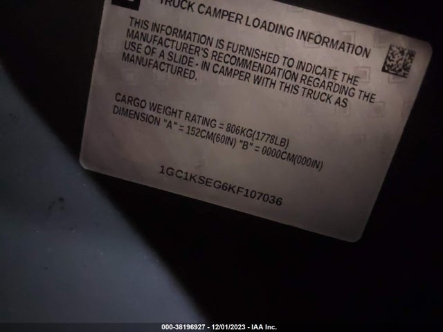 2019 CHEVROLET SILVERADO 2500HD LT VIN: 1GC1KSEG6KF107036