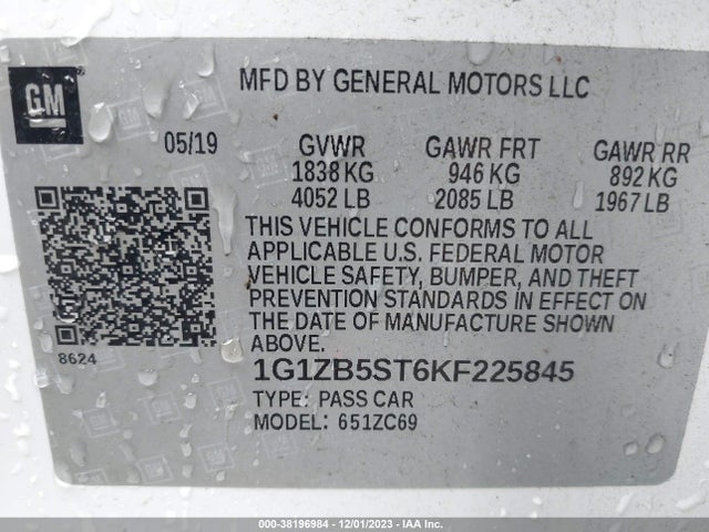 Chevrolet Malibu 1ls 2019 1G1ZB5ST6KF225845 Image 9