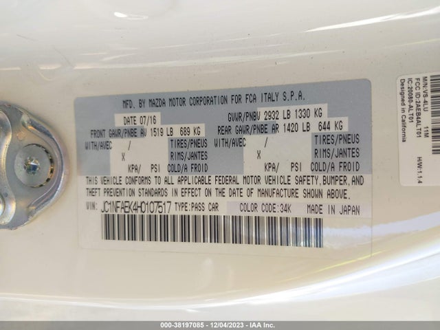 2017 FIAT 124 SPIDER JC1NFAEK4H0107517 Photo 8