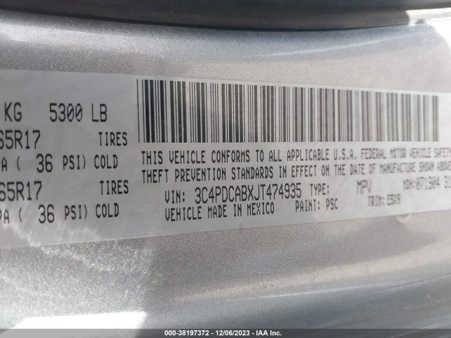 2018 DODGE JOURNEY SE VIN: 3C4PDCABXJT474935