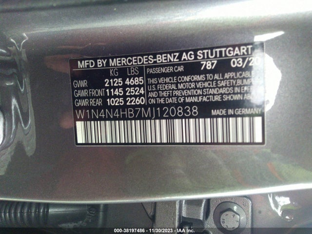 2021 MERCEDES-BENZ GLA 250 VIN: W1N4N4HB7MJ120838