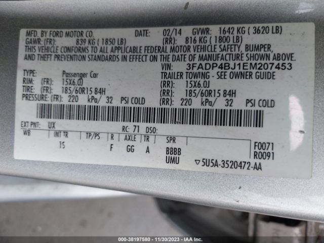 3FADP4BJ1EM207453 Ford FIESTA SE