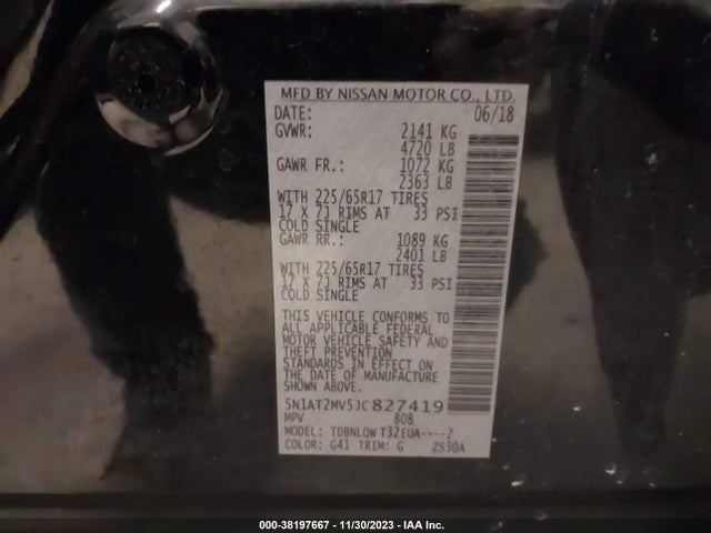 Nissan ROGUE SV 2018 5N1AT2MV5JC827419 Image 9