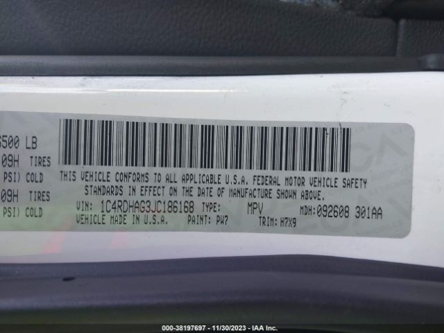 1C4RDHAG3JC186168 Dodge Durango Sxt Rwd