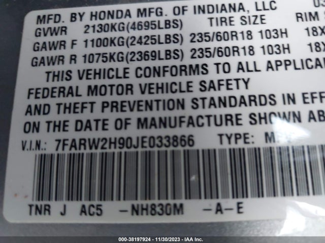 Honda Cr-v Touring 2018 7FARW2H90JE033866 Image 9