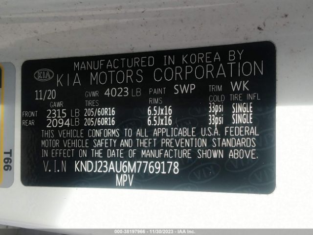 KNDJ23AU6M7769178 KIA SOUL LX