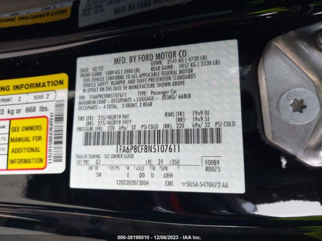 1FA6P8CF8N5107611 Ford Mustang Gt Premium