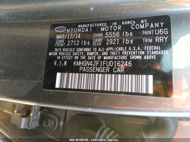 Hyundai Genesis 5.0 2015 KMHGN4JF1FU016246 Image 9