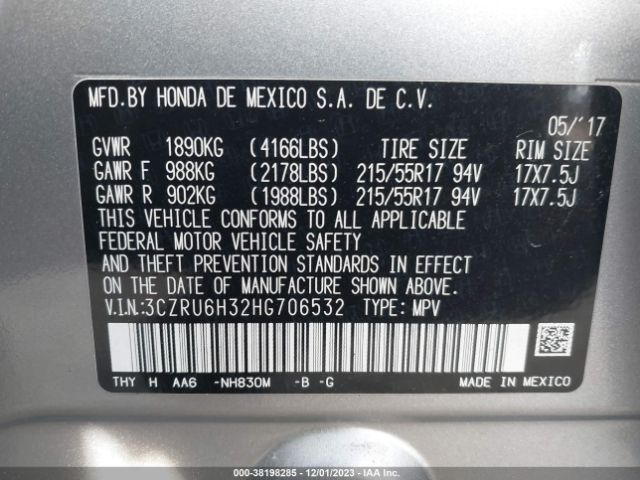 3CZRU6H32HG706532 Honda HR-V LX