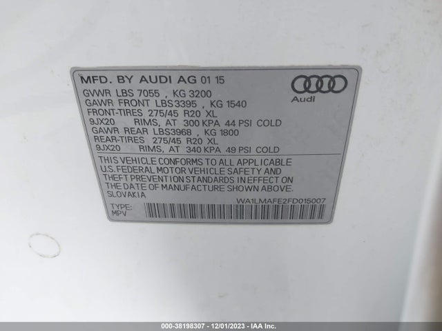 WA1LMAFE2FD015007 Audi Q7 3.0 Tdi Premium