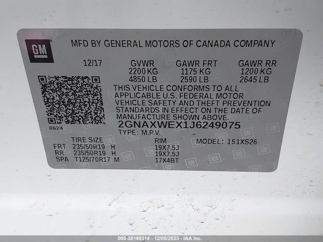 Chevrolet Equinox Premier 2018 2GNAXWEX1J6249075 Image 9