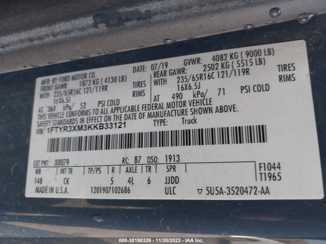 Ford Transit-250 2019 1FTYR3XM3KKB33121 Image 9