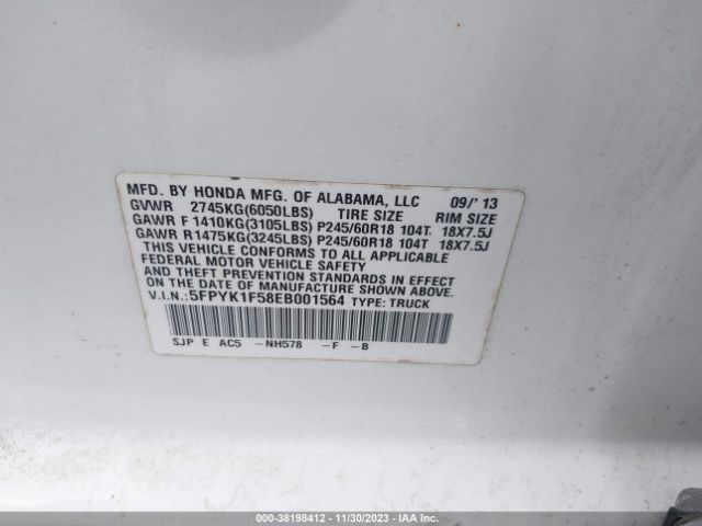5FPYK1F58EB001564 Honda Ridgeline Rtl