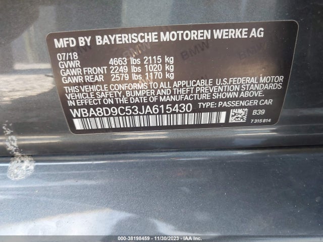 BMW 330i Xdrive 2018 WBA8D9C53JA615430 Image 9