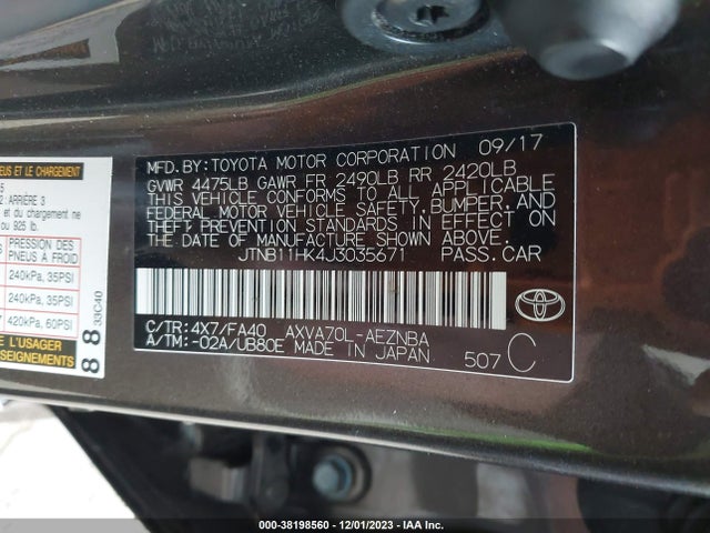 Toyota CAMRY LE 2018 JTNB11HK4J3035671 Image 9