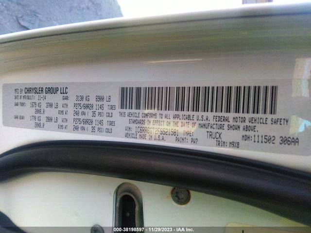 2015 RAM 1500 BIG HORN VIN: 1C6RR6GT2FS521581