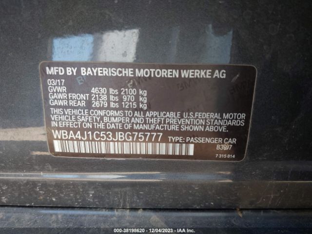 WBA4J1C53JBG75777 BMW 430i Gran Coupe