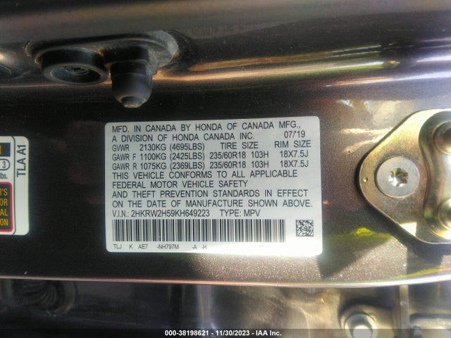Honda CR-V EX 2019 2HKRW2H59KH649223 Image 9
