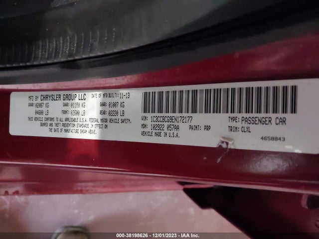 Chrysler 200 Limited 2014 1C3CCBCG9EN172177 Image 9