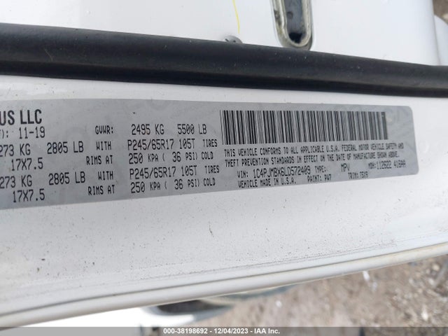 2020 JEEP CHEROKEE TRAILHAWK 4X4 VIN: 1C4PJMBX6LD572409