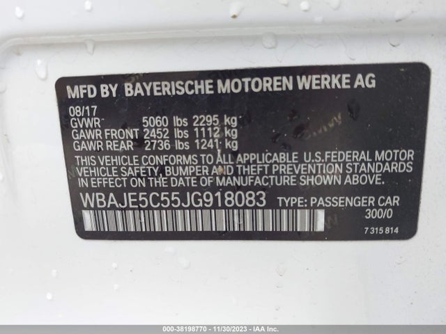BMW 540I 2018 WBAJE5C55JG918083 Image 9