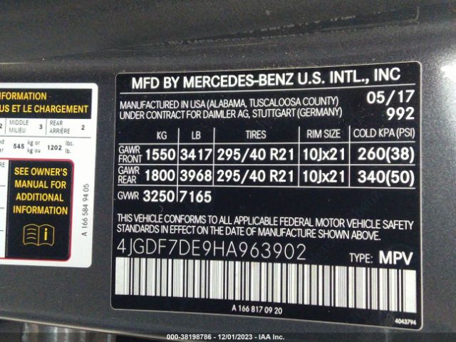 2017 MERCEDES-BENZ GLS 550 4JGDF7DE9HA963902 Photo 8