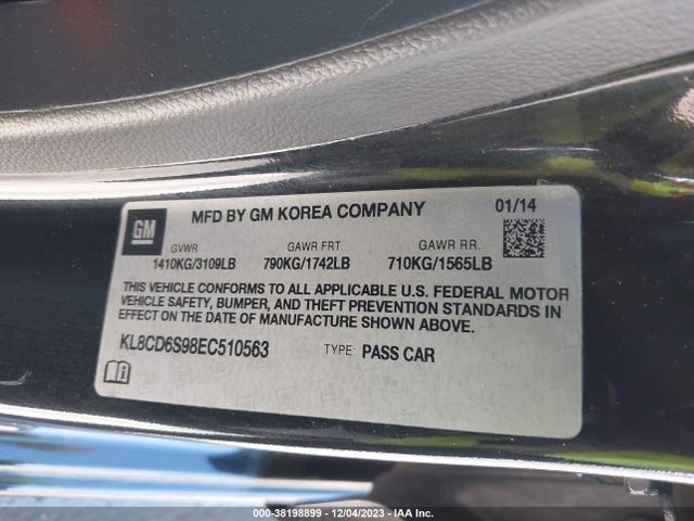 Chevrolet Spark 1lt Auto 2014 KL8CD6S98EC510563 Image 9