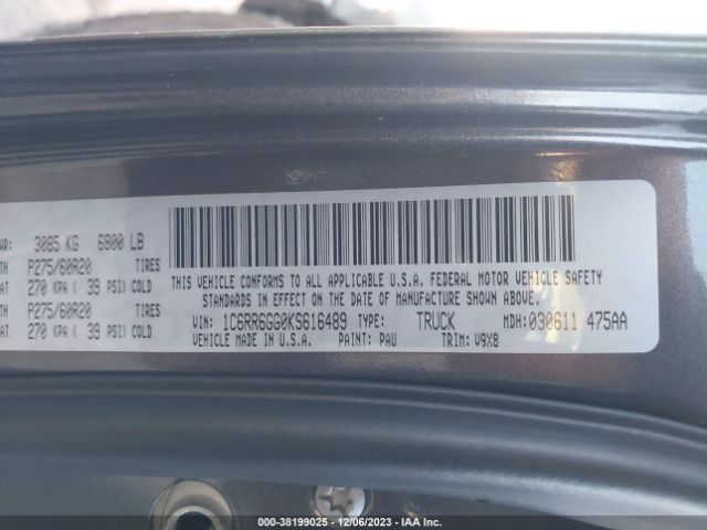 1C6RR6GG0KS616489 RAM 1500 Classic