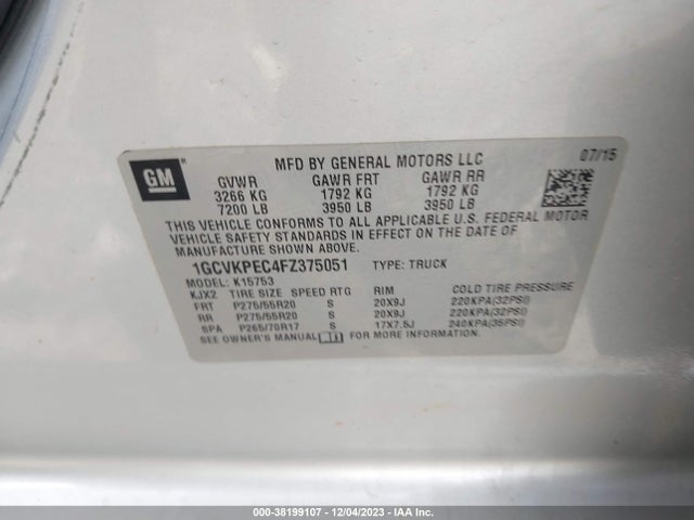 2015 CHEVROLET SILVERADO 1500 LS VIN: 1GCVKPEC4FZ375051