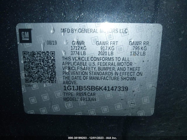 Chevrolet Sonic Ls Auto 2019 1G1JB5SB6K4147339 Image 9