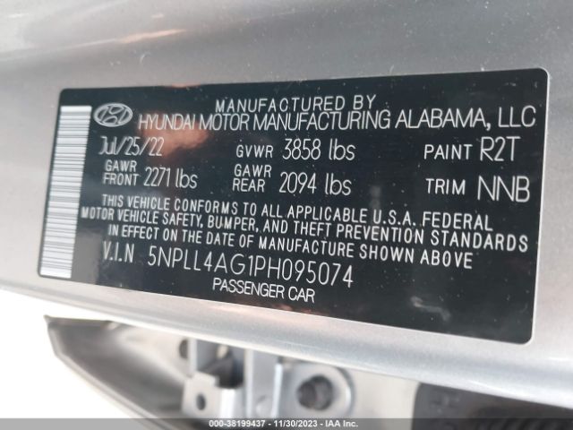 5NPLL4AG1PH095074 Hyundai ELANTRA SE