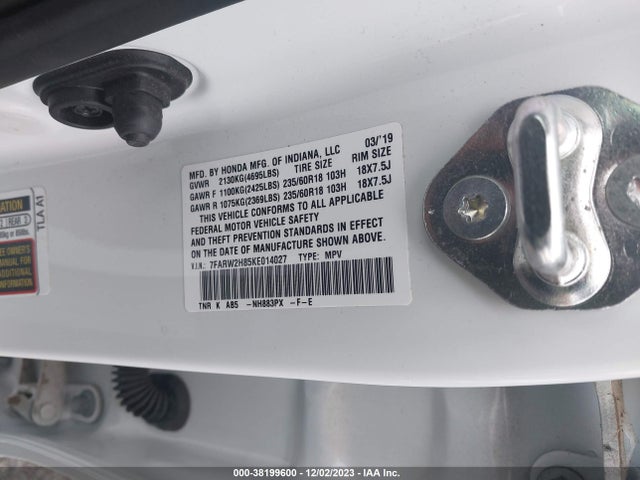 Honda Cr-v Ex-l 2019 7FARW2H85KE014027 Image 9