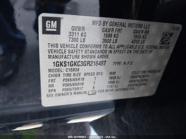 1GKS1GKC3GR216487 GMC Yukon Xl Slt