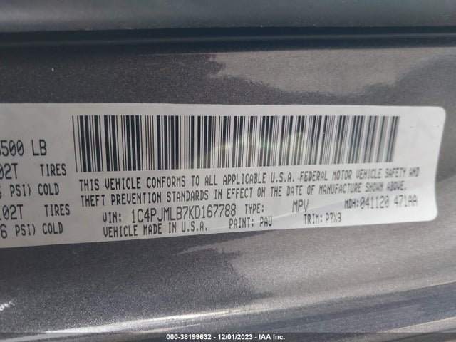 1C4PJMLB7KD167788 Jeep Cherokee Latitude Plus 4x4
